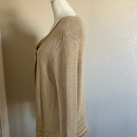 LIKE NEW Artisan NY size medium tan/beige colored open front sweater. - Picture 5 of 8